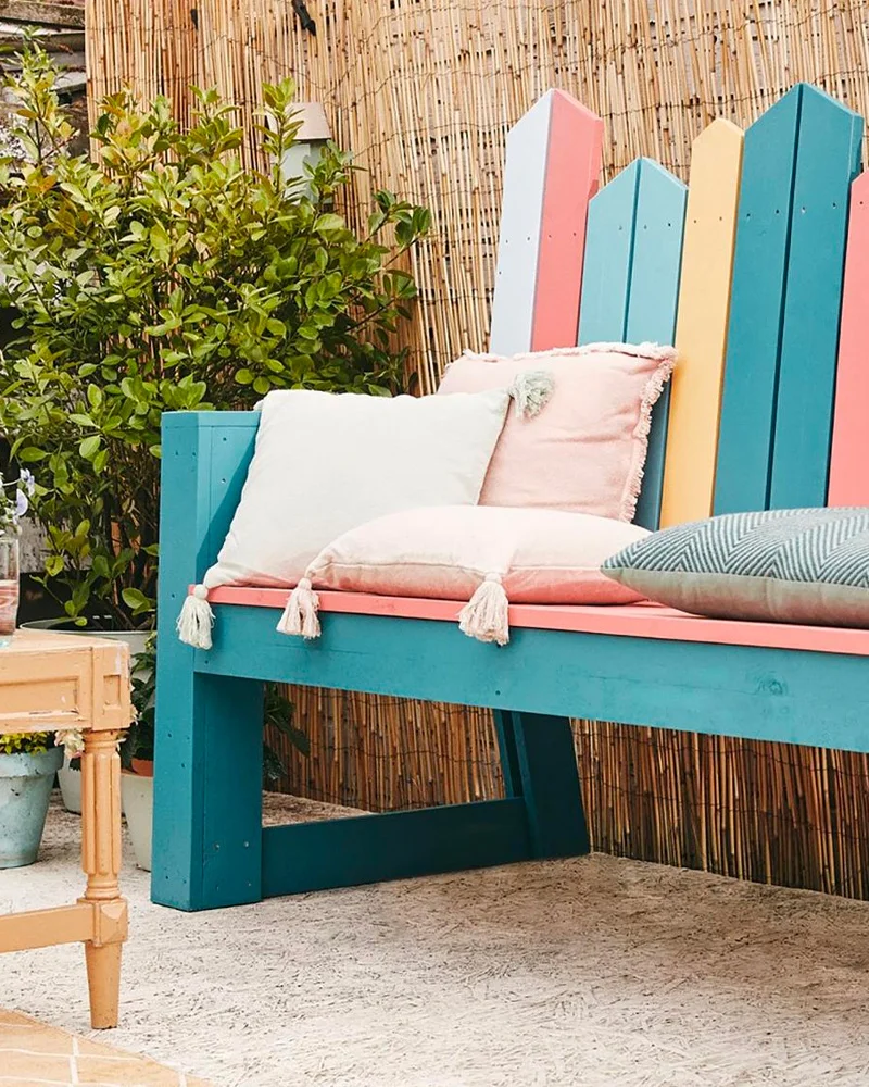 banc jardin colore diy
