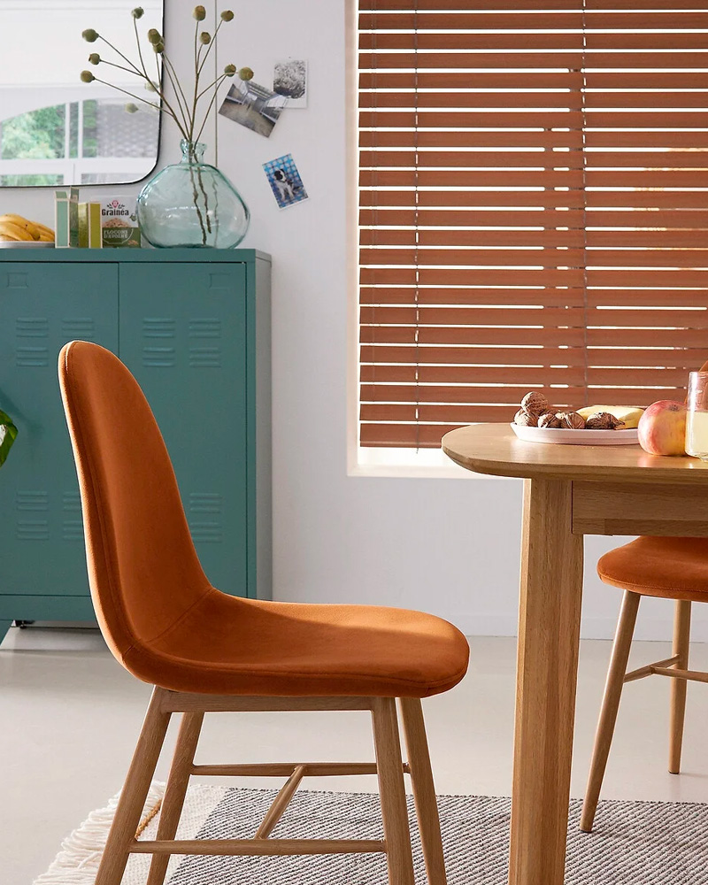chaise velours terracotta