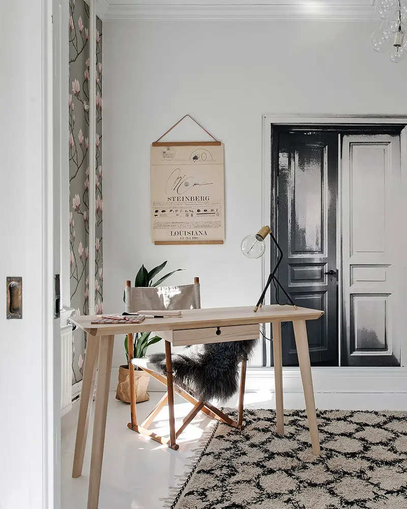 deco appartement blanc papier peint bureau