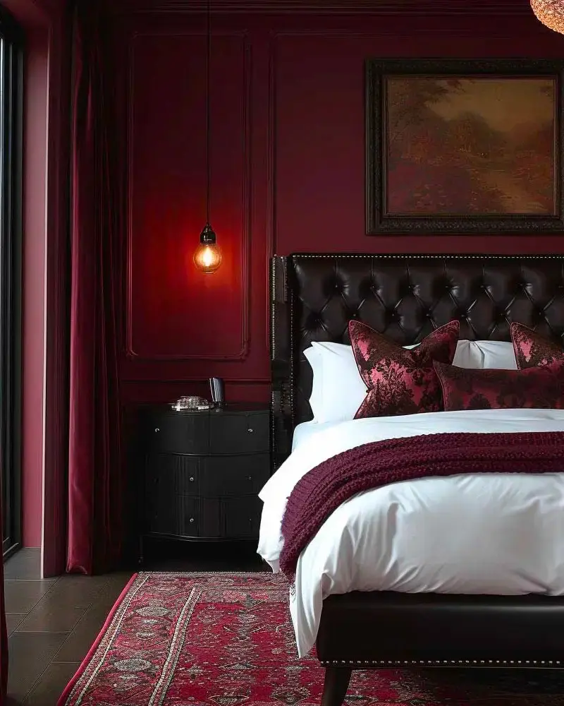 deco chambre chic cuir bordeaux