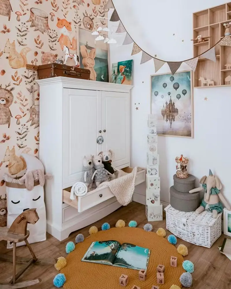 deco chambre enfant foret couleurs naturelles