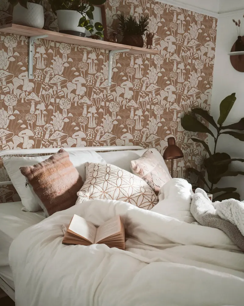 deco chambre papier peint champignon
