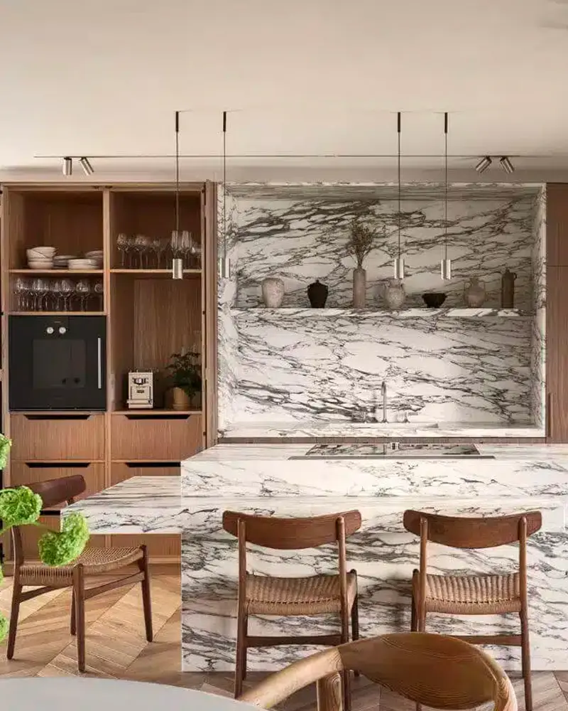 deco cuisine marbre bois