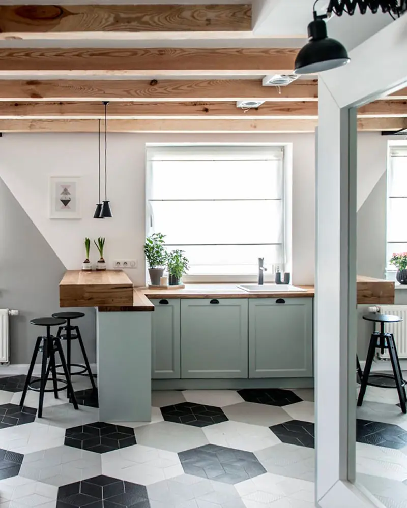 deco loft industriel chic rose cuisine