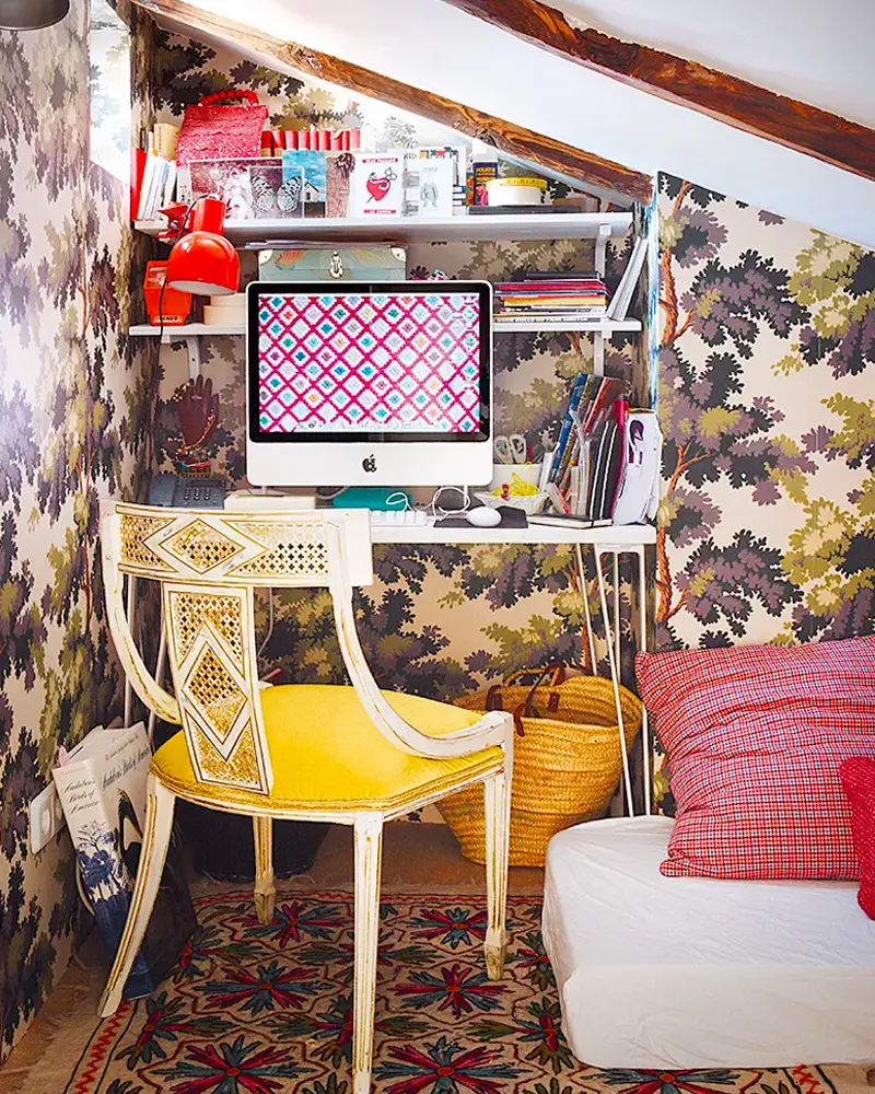 deco maison boheme rouge bureau