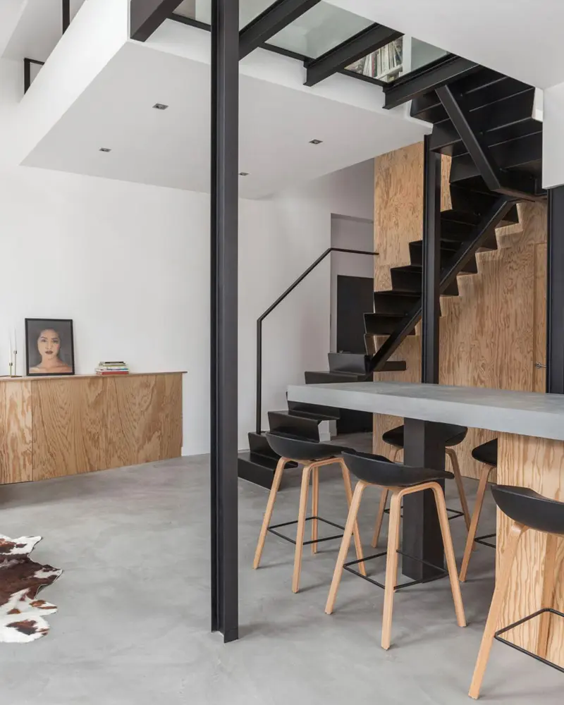 deco salle a manger beton noir