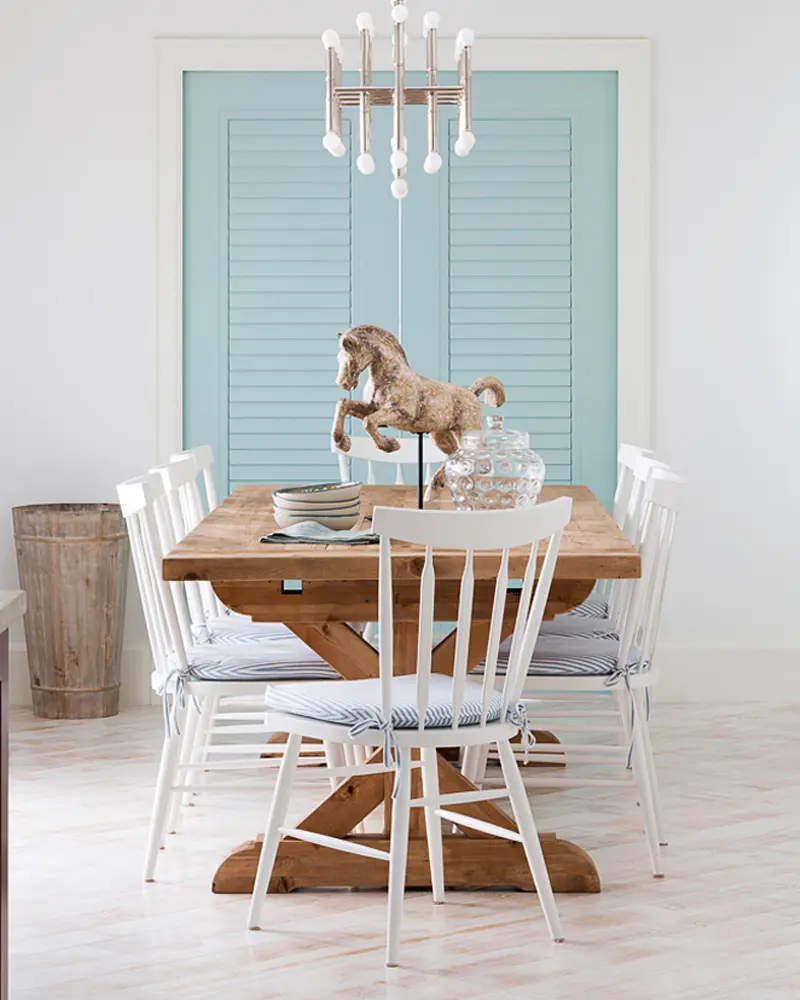 deco salle a manger bord de mer bleu blanc