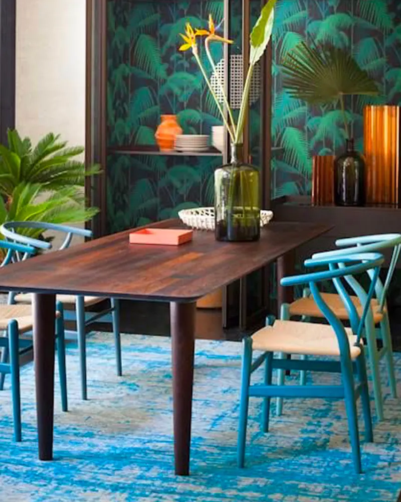 deco salle a manger turquoise tropicale