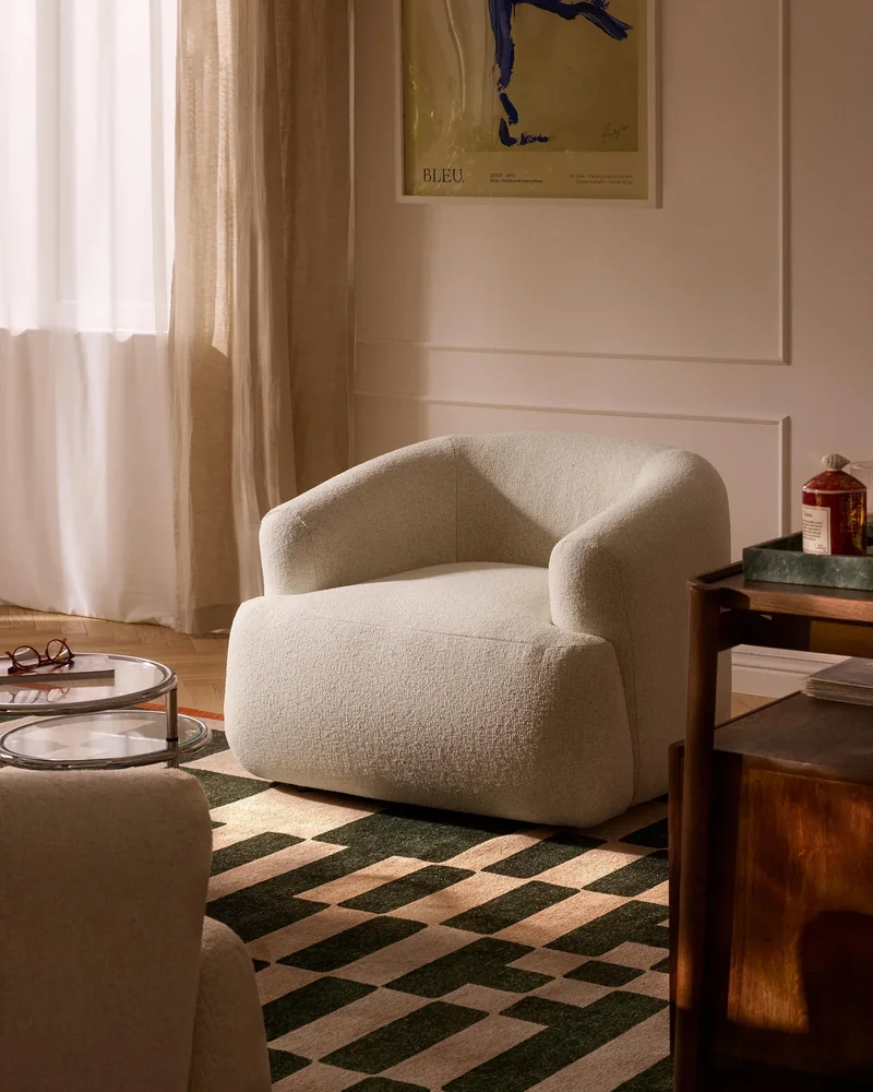 Fauteuil moderne tissu bouclette Westwing
