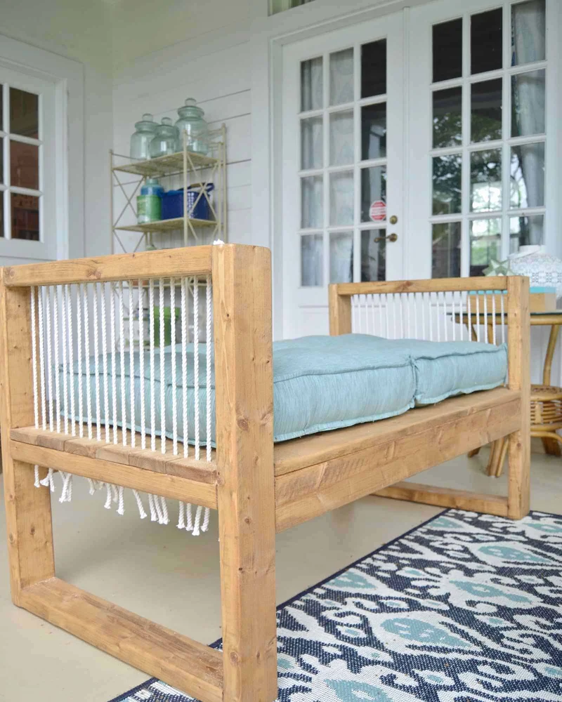 banc jardin corde diy