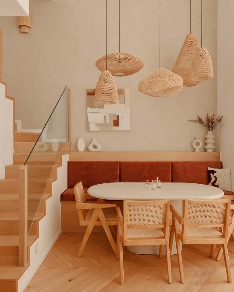 banquette bois salle a manger nature
