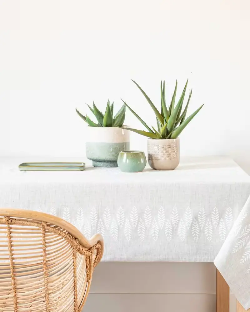cache pot ceramique beige bleu