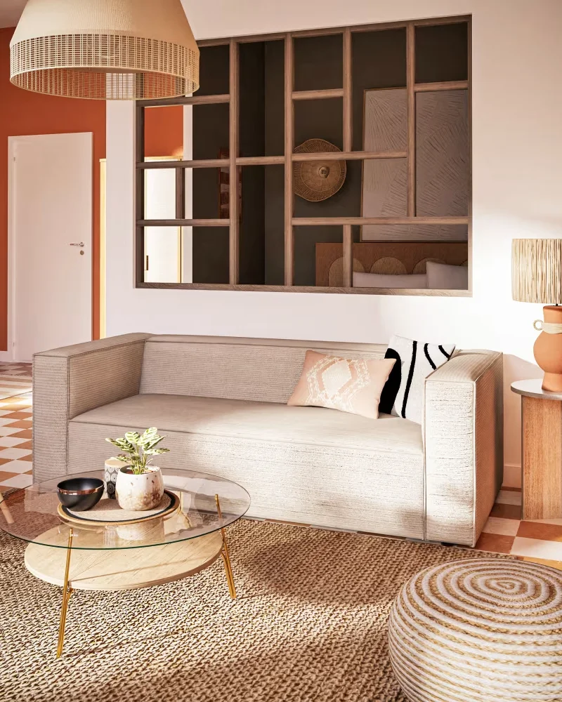 Canapé en velours côtelé beige Maisons du Monde