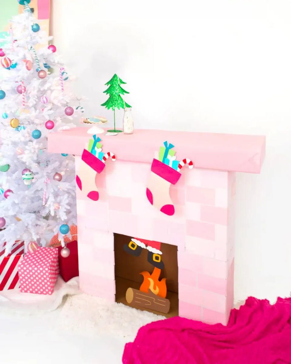 cheminee carton noel diy