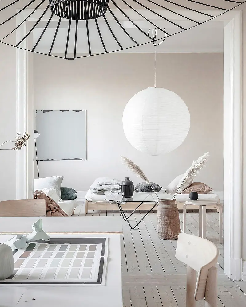 deco appartement zen japandi scandinave beige salon