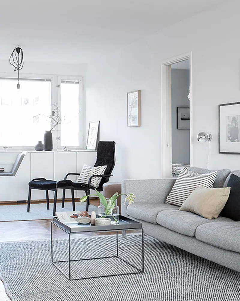 deco appartement moderne scandinave noir blanc salon
