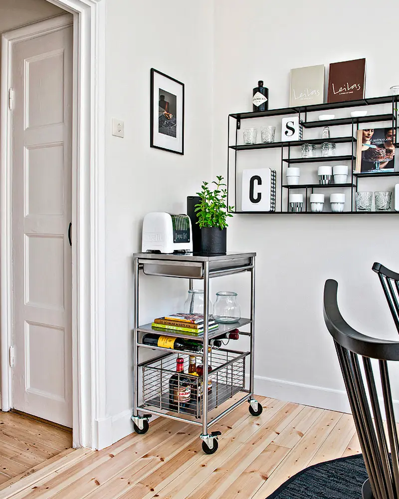 deco appartement scandinave vintage noir blanc cuisine