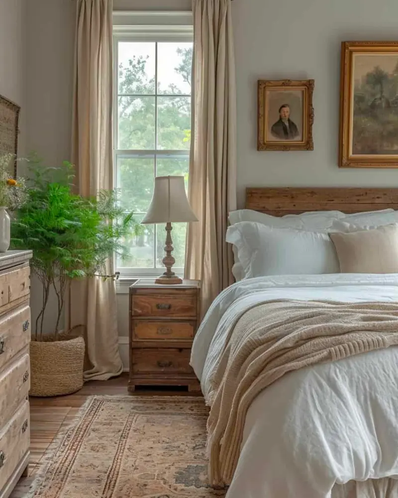 deco chambre campagne beige bois