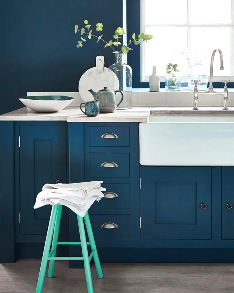 deco cuisine campagne bleu canard