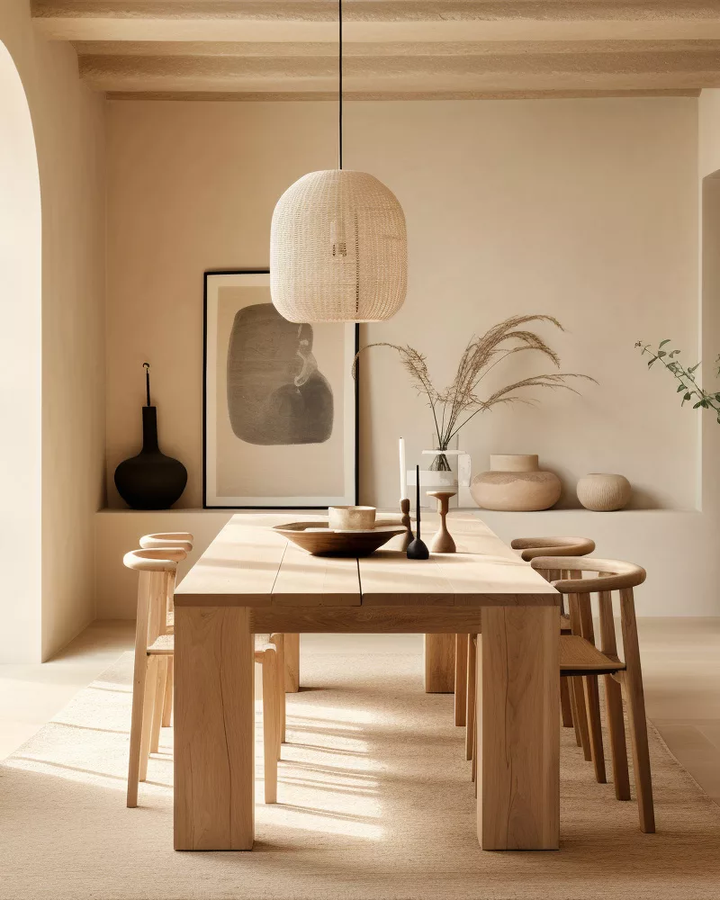 deco salle a manger minimaliste beige bois