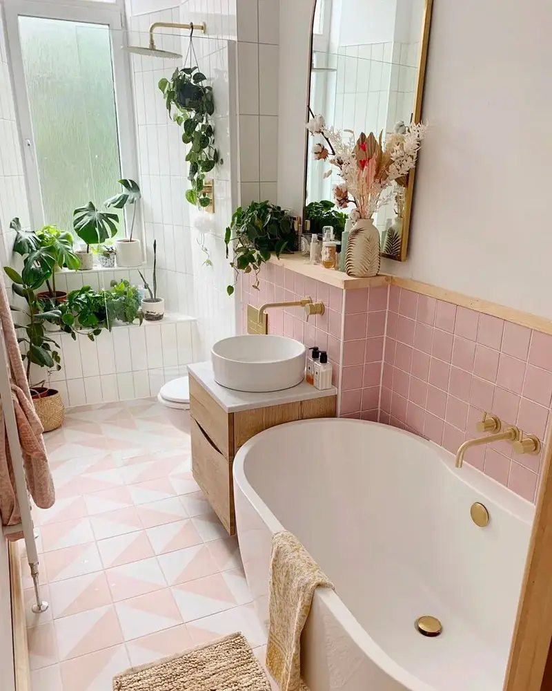 deco salle de bain cosy rose