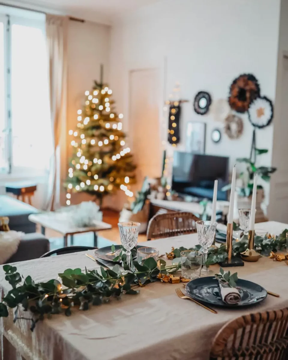 deco table noel chemin table vegetal