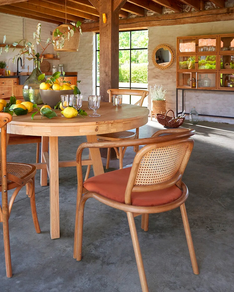 fauteuil de table cannage terracotta