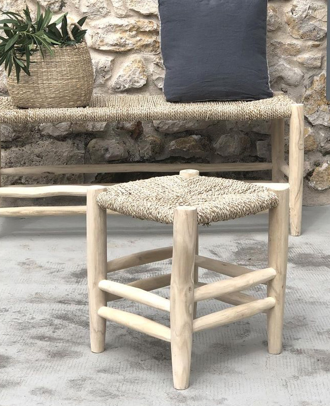 tabouret boheme bois corde