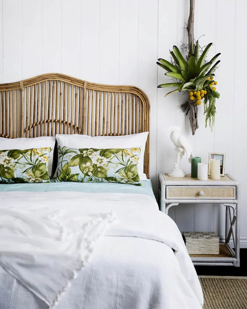 tete de lit bambou deco chambre tropicale