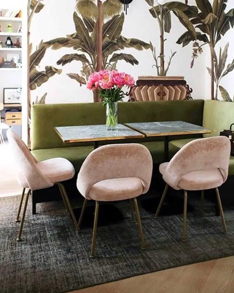 banquette velours salle a manger