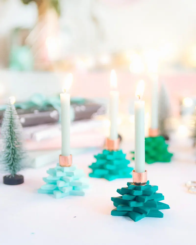 bougeoir noel sapin diy pate fimo