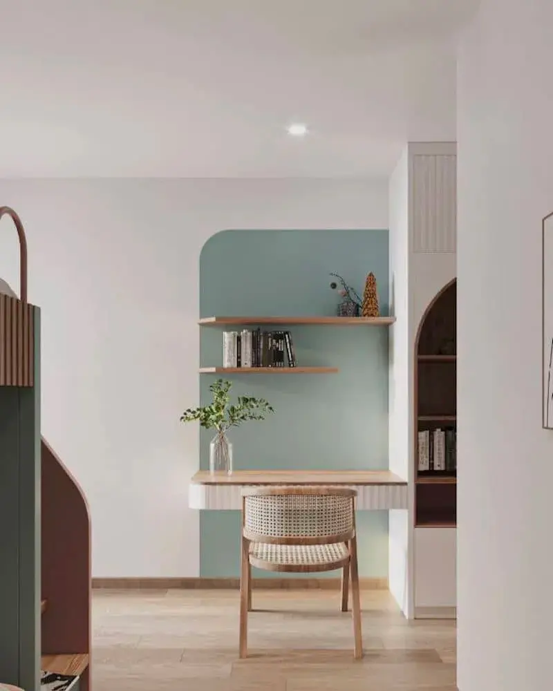 deco bureau zen japandi vert