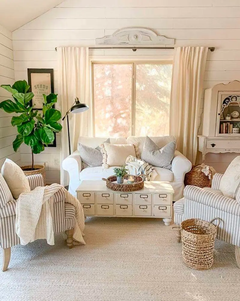 deco salon campagne chic blanc