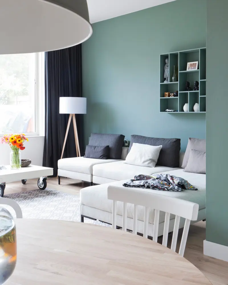 deco salon vert blanc