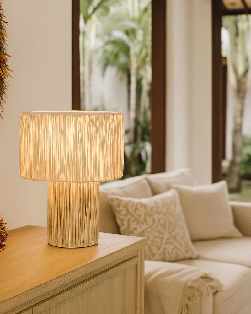 Lampe en raphia ronde Now's Home