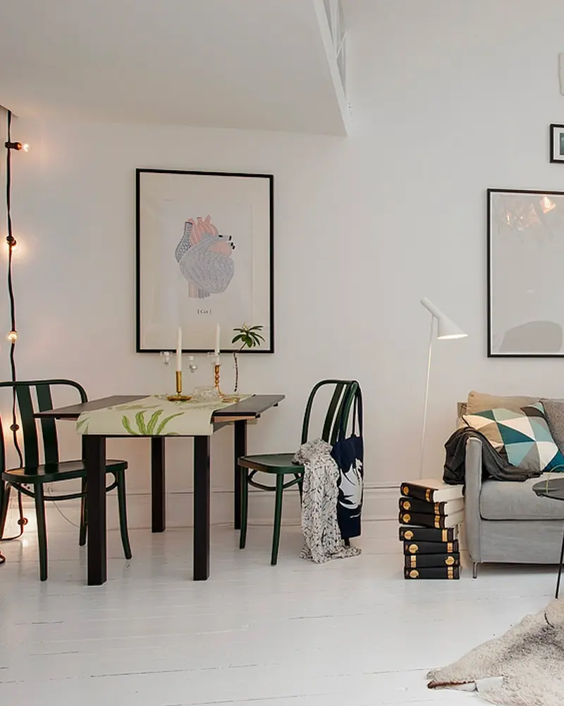 deco appartement recup noir blanc salle a manger
