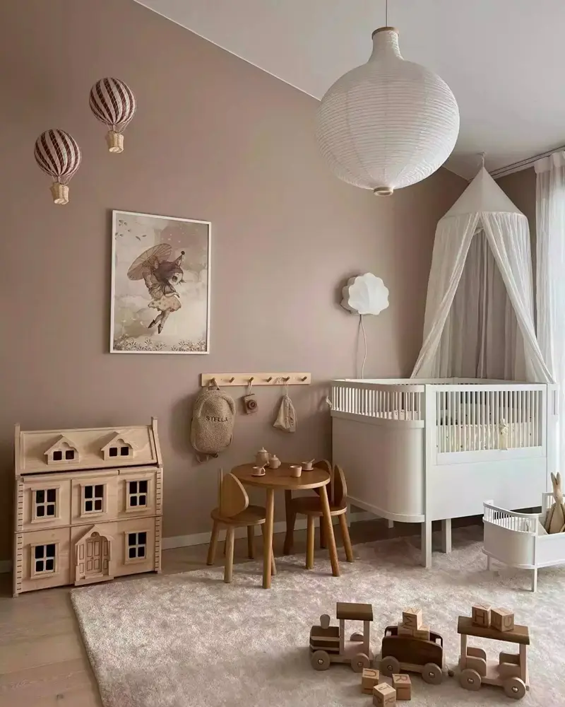 deco chambre bebe beige blanc bois