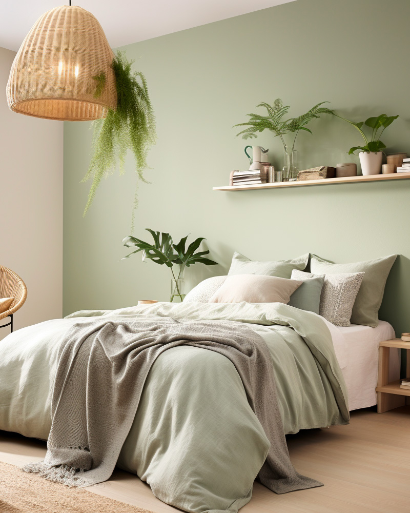 deco chambre vert sauge beige