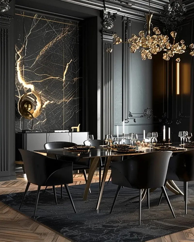 deco chic salle a manger noir