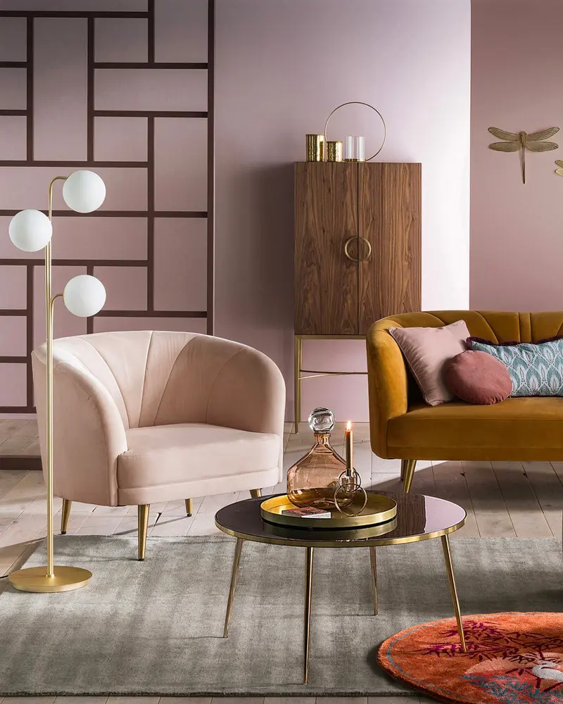 fauteuil velours rose
