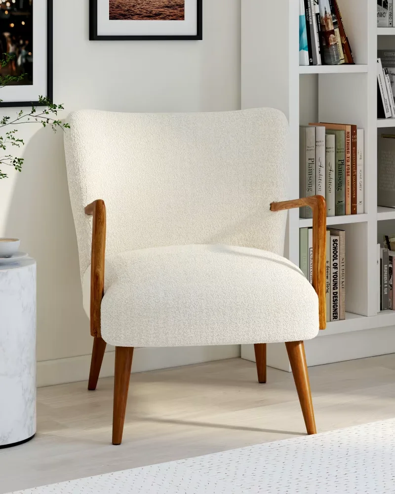 Fauteuil vintage tissu bouclette Maisons du Monde