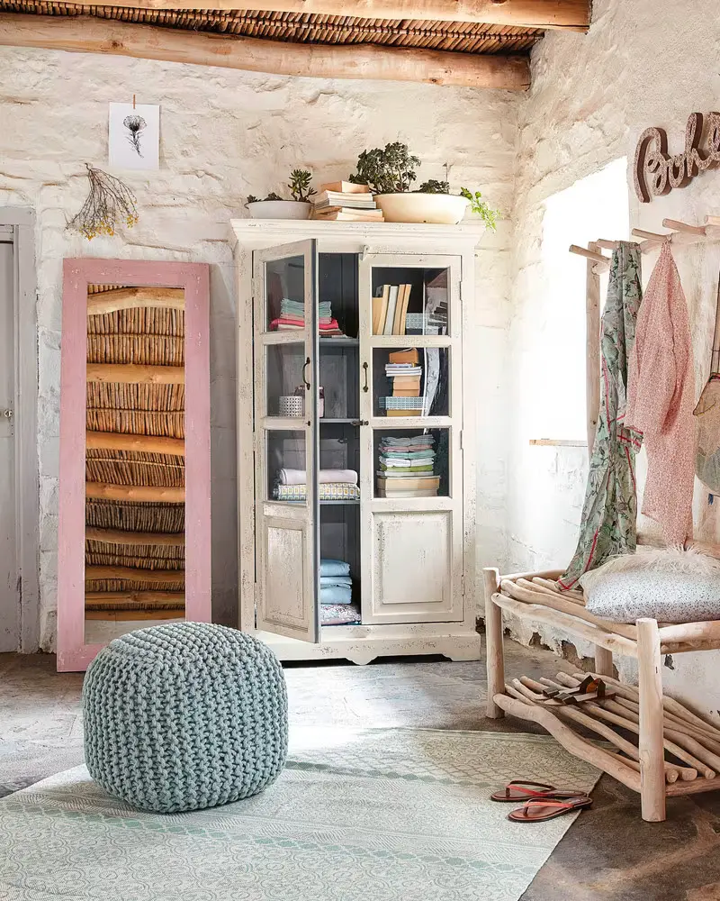 meuble vitrine patine blanc recup