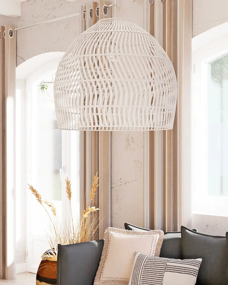 suspension rotin blanche