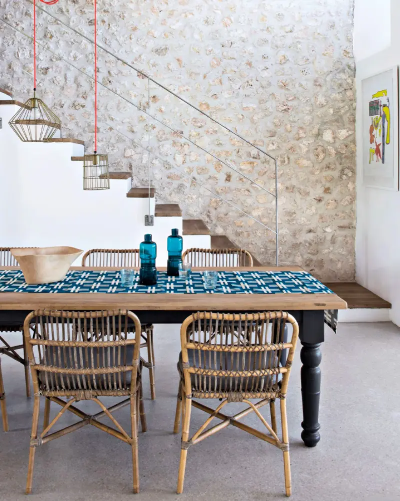 chaise rotin deco salle a manger bord de mer
