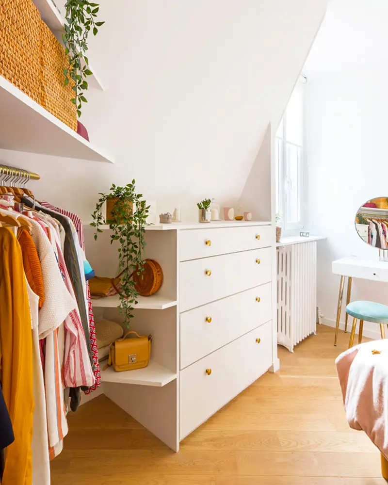deco appartement nature vert rose chambre