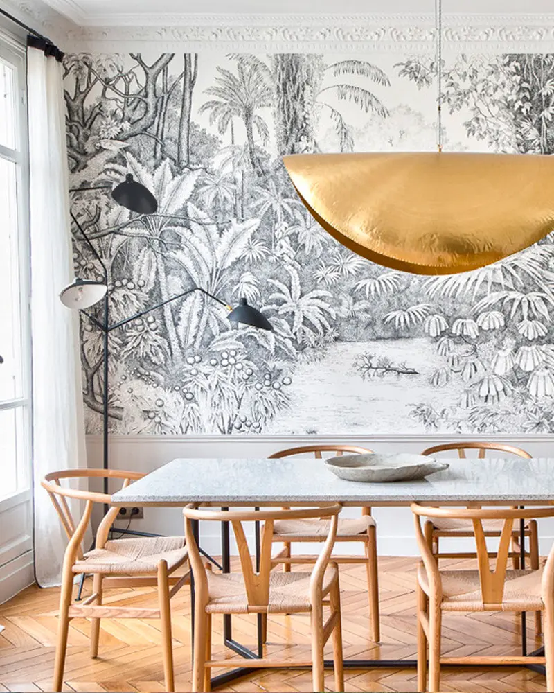 deco salle a manger tropicale chic suspension brass 96