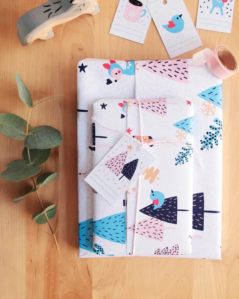 papier cadeau colore noel diy