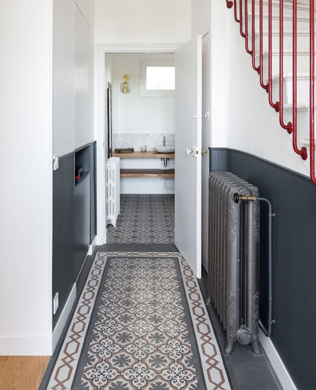 entrée carreaux de ciment vintage moderne