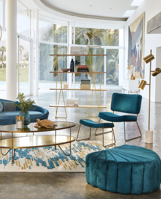 fauteuil deco bleu canard