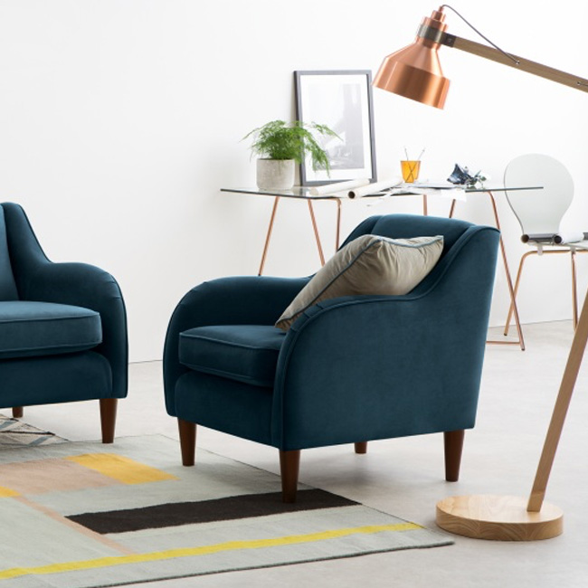 fauteuil deco bleu canard